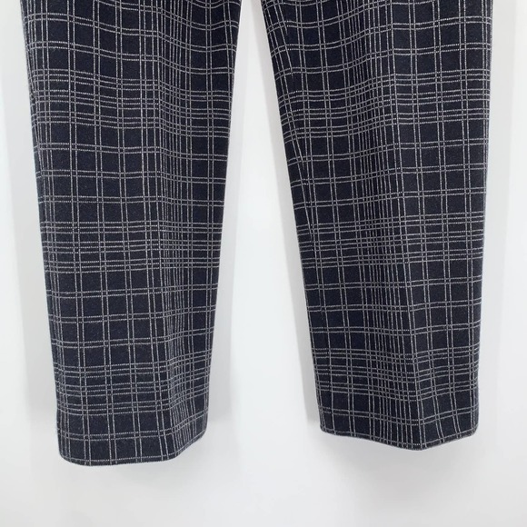 Theory Testra Plaid Structured Pant Stretch Trousers, Navy Blue Preppy Old Money - Picture 4 of 11